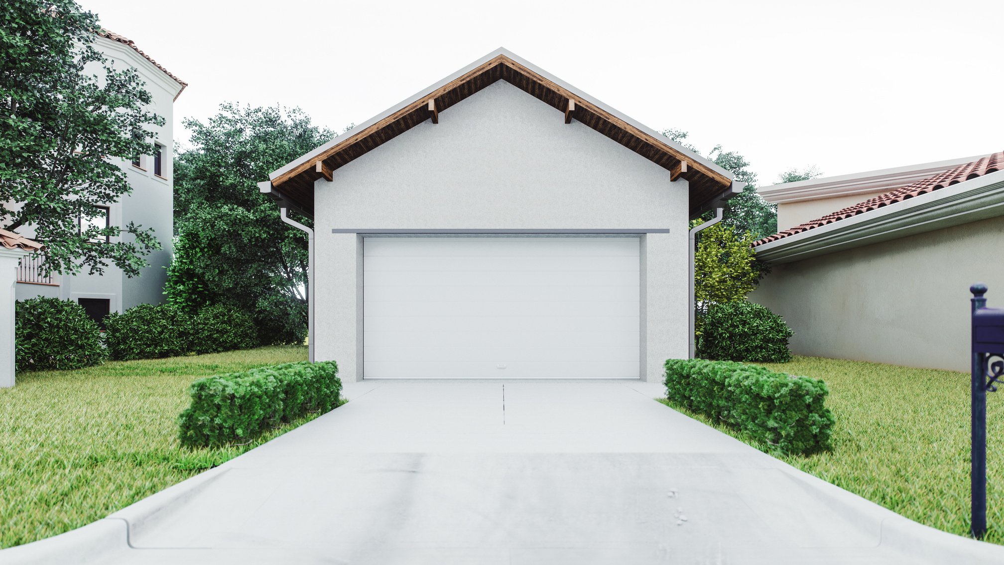 Luxury House Garage With Concrete Driveway